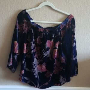 Skies are Blue Off the shoulder Velvet top